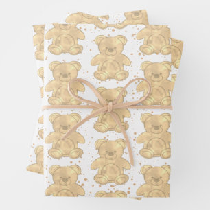 Cute Teddy Bear Wrapping Paper Sheets