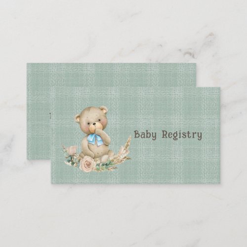 Cute Teddy Bear Wreath Baby Registry Business Card