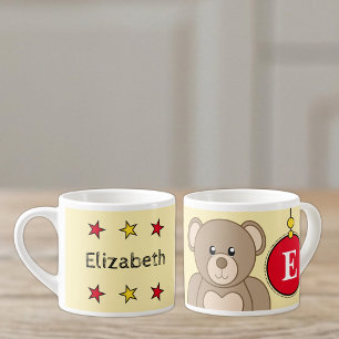 Cute teddy bear yellow kid's size espresso cup