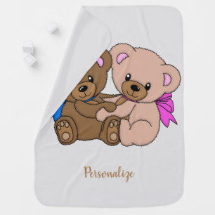 Cute Teddy Bears Baby Boy Girl Infant Nursery Baby Blanket