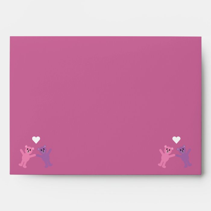 Cute Teddy Bears Be My Valentine Pink Custom Envelope