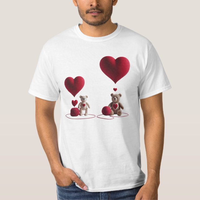 Cute Teddy Bears Big Little Heart Men's Value T-Shirt (Front)
