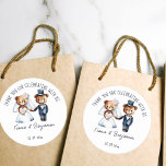 Cute teddy bears bridal couple wedding favor classic round sticker<br><div class="desc">Cute teddy bears bridal couple wedding thank you favor stickers,  whimsical watercolor wedding teddies for fun loving couple thank you stickers</div>