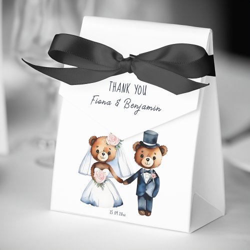 Cute teddy bears bridal couple wedding thank you favor boxes