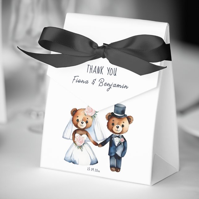 Cute teddy bears bridal couple wedding thank you favor boxes (Cute teddy bears bridal couple wedding thank you favor box)