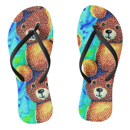 Cute teddy bears flip flops