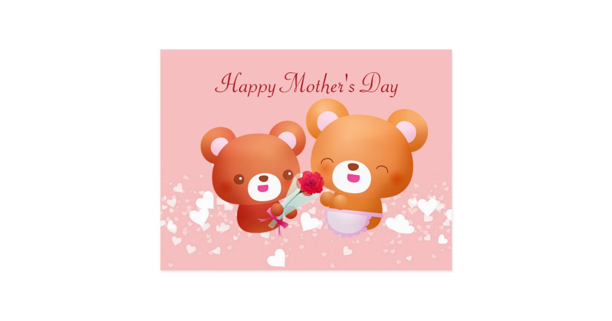 Cute Teddy Bears,Flower,Kids,Mother’s Day Postcard | Zazzle.com