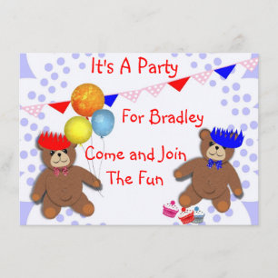 Cute Teddy Bears Fun Kids Party Invitations