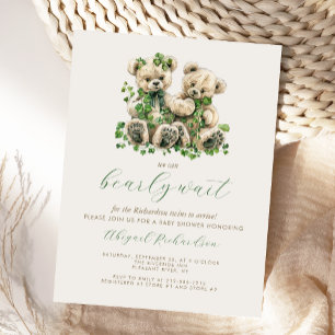 Cute Teddy Bears Green Ivy Twins Baby Shower Postcard