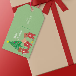 Cute Teddy Bears In Christmas Pajamas Gift Tags