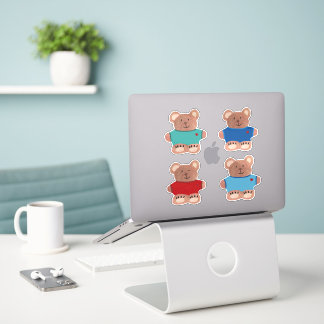 Cute Teddy Bears in T-shirts Sticker