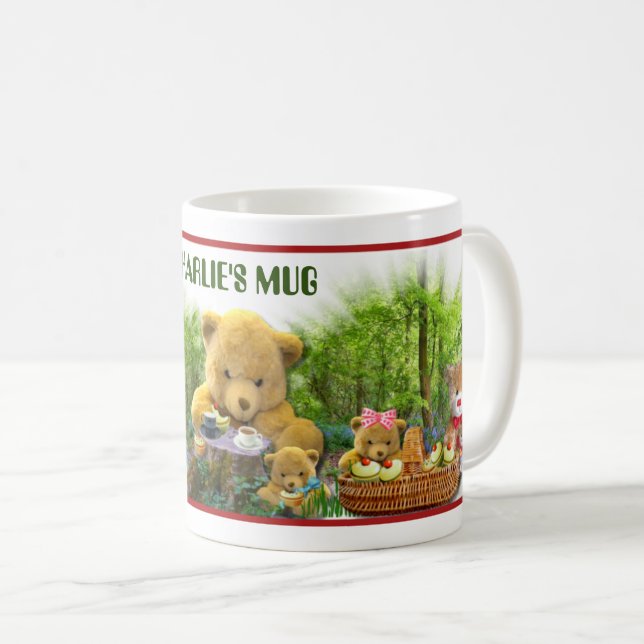 Cute Teddy Bear's Personalized Picnic Mug (Front Right)