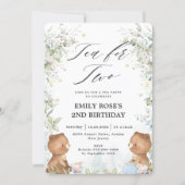Cute Teddy Bears Tea for Two 2nd Birthday Party  Invitation (Front)