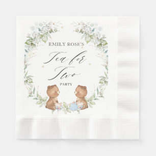 Cute Teddy Bears Tea for Two 2nd Birthday Party Napkins