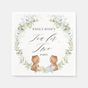 Cute Teddy Bears Tea for Two 2nd Birthday Party Napkins