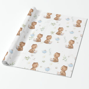 Cute Teddy Bears Tea Party Tea for Two Birthday Wrapping Paper
