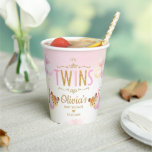 Cute Teddy Bears Twins Baby Girls Baby Shower  Paper Cups