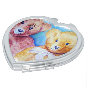 CUTE TEDDY BEARS VALENTINE COMPACT MIRROR