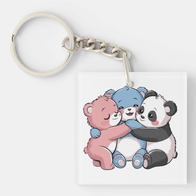 Cute Teddy Bears with Panda Keychain (Front)