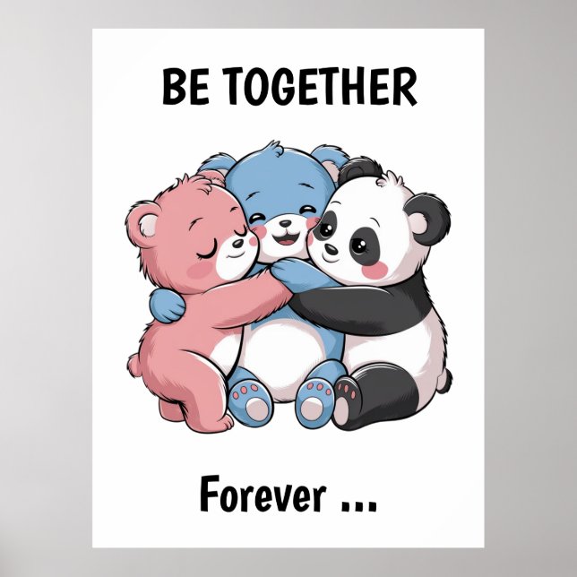 Cute Teddy Bears with Panda Poster (Front)