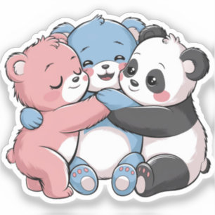 Cute Teddy Bears with Panda Sticker