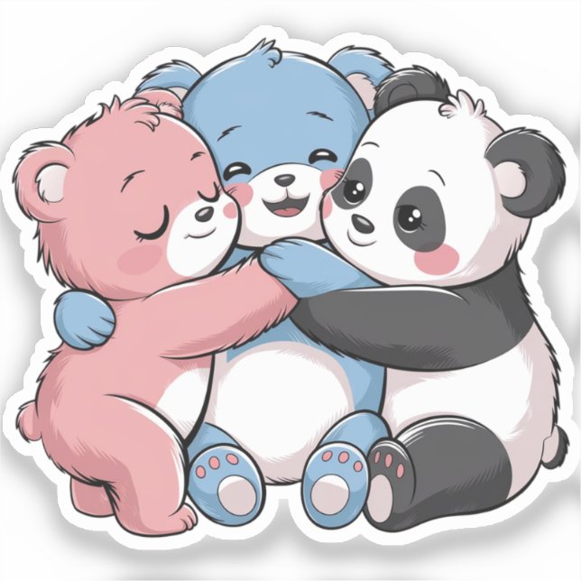 Cute Teddy Bears with Panda Sticker (Front)