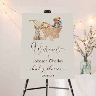 Cute Teddy beat, Bunny Baby Shower Welcome  Foam Board