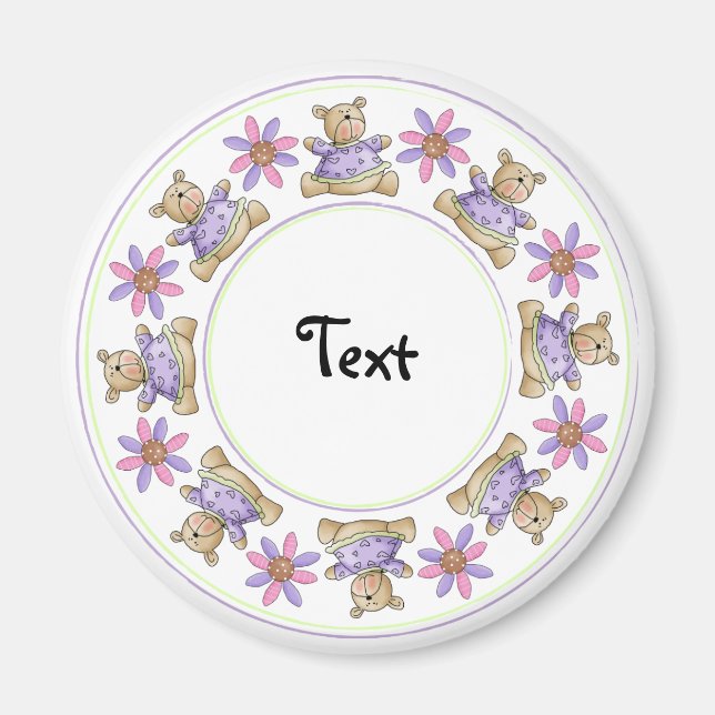 Cute teddy design border magnet (Front)