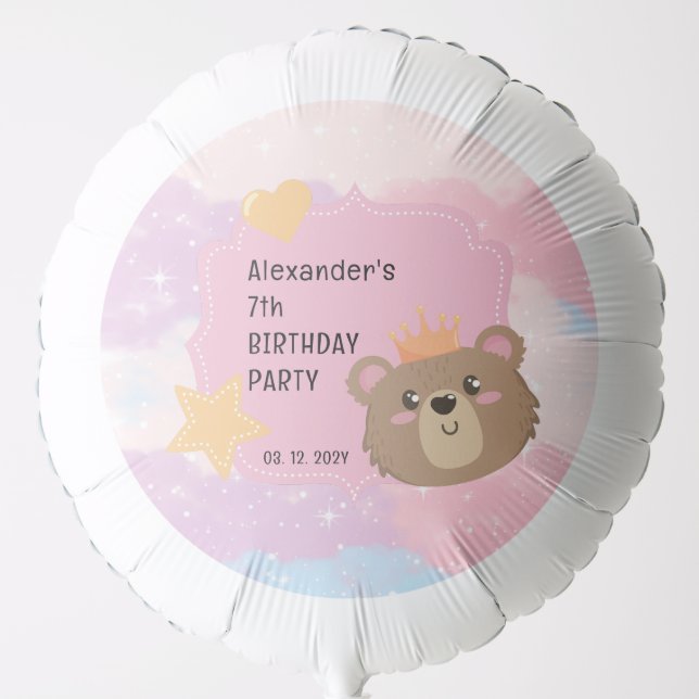 Cute Teddy Kids Custom Birthday Party Balloon (Front)