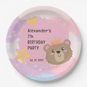 Cute Teddy Kids Custom Birthday Party Disposable Paper Plates
