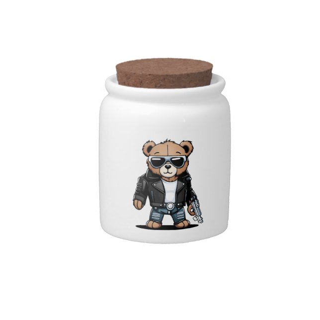 Cute Teddy Memes Candy Jar (Front)