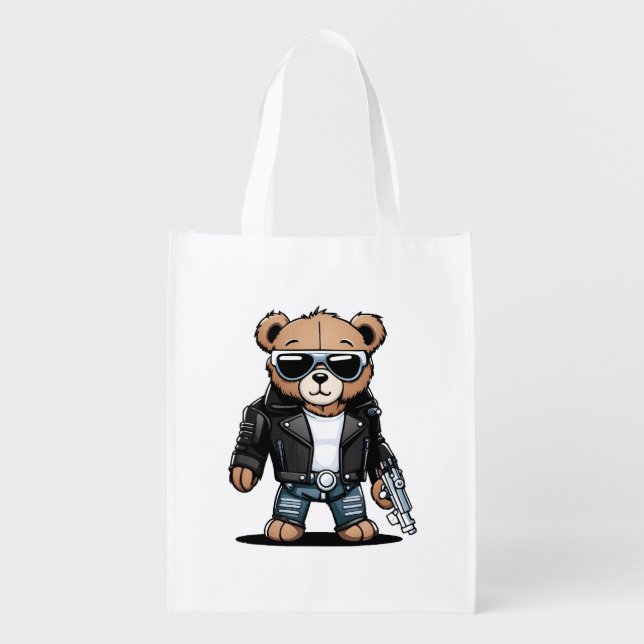 Cute Teddy Memes Grocery Bag (Front)