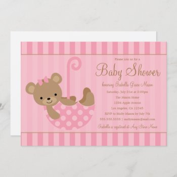 Cute Teddy | Pink Invitation by PinkMoonPaperie at Zazzle