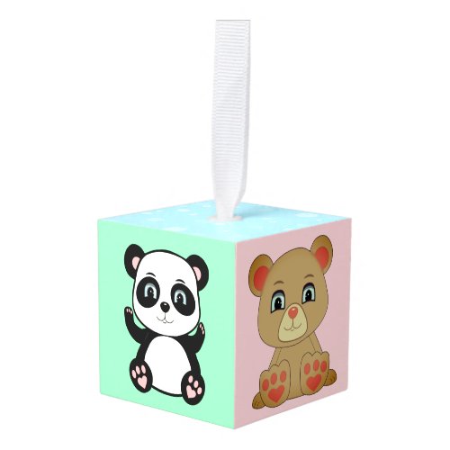 Cute Teddy Polar  Panda Bears Cube Ornament