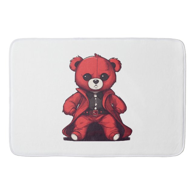 Cute teddy red boy bath mat (Front)