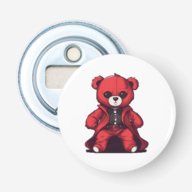 Cute teddy red boy bottle opener (Front)