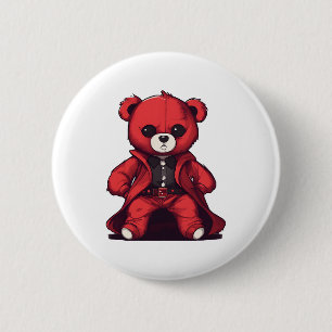 Cute teddy red boy button