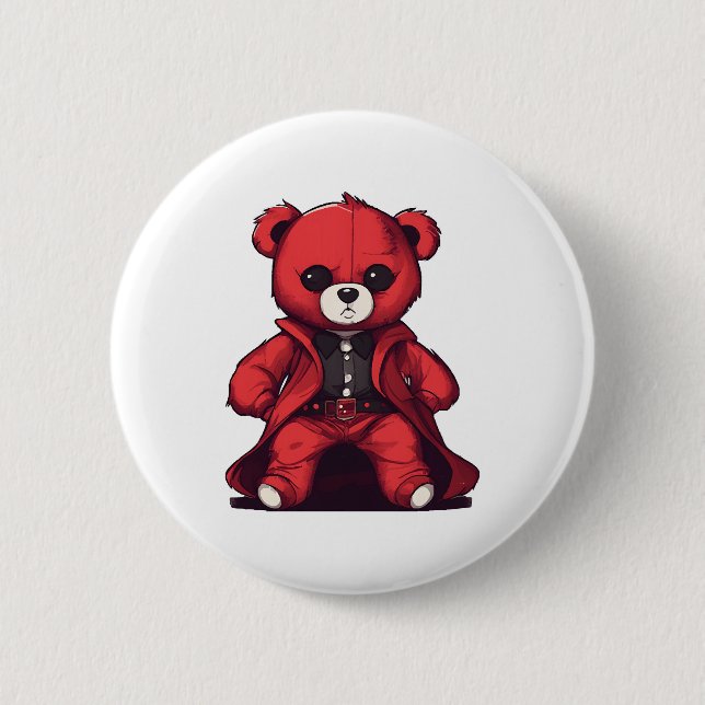 Cute teddy red boy button (Front)