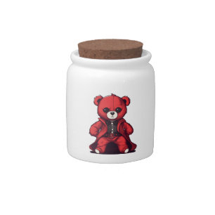 Cute teddy red boy candy jar