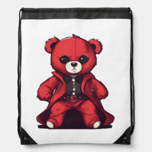 Cute teddy red boy drawstring bag