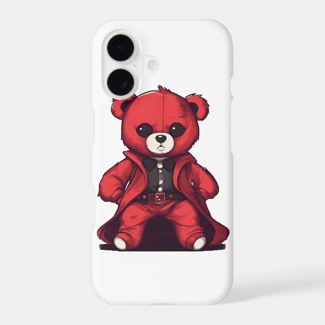 Cute teddy red boy iphone case (Back)