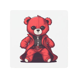 Cute teddy red boy metal print