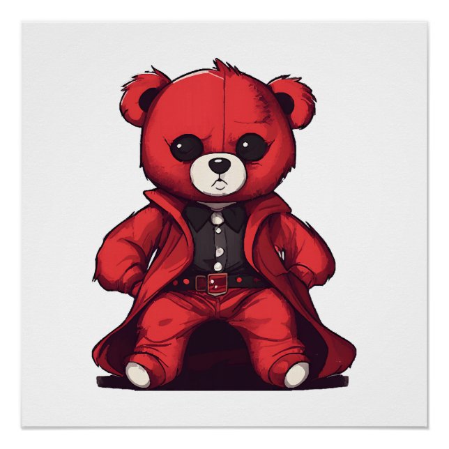 Cute teddy red boy poster (Front)
