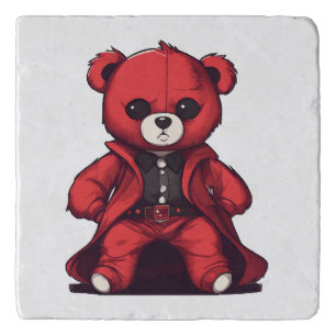 Cute teddy red boy trivet