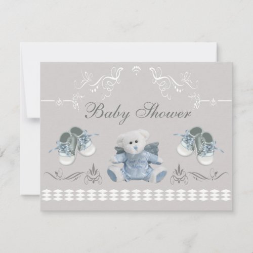 Cute Teddy  Shoes Baby Shower Invitation