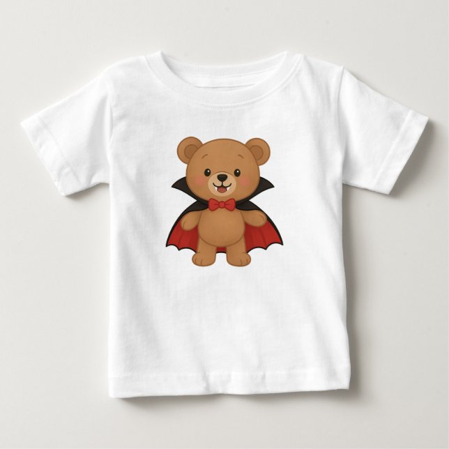 Cute Teddy Vampire Adorable Halloween Design Baby T-Shirt (Front)