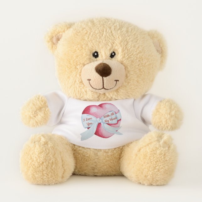 cute teddy with love heart for valentine  bear (Front)