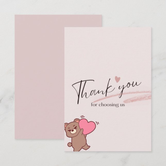 Cute teddybear thank you card (Front/Back)