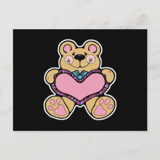 cute teddybear with heart design postcard