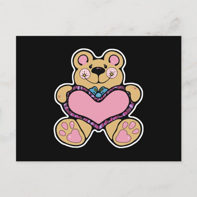 cute teddybear with heart design postcard (Front)